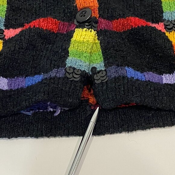 Vintage Janes Closet Rainbow Plaid Cardigan Sweater Womens Size S Button Up - Picture 8 of 8